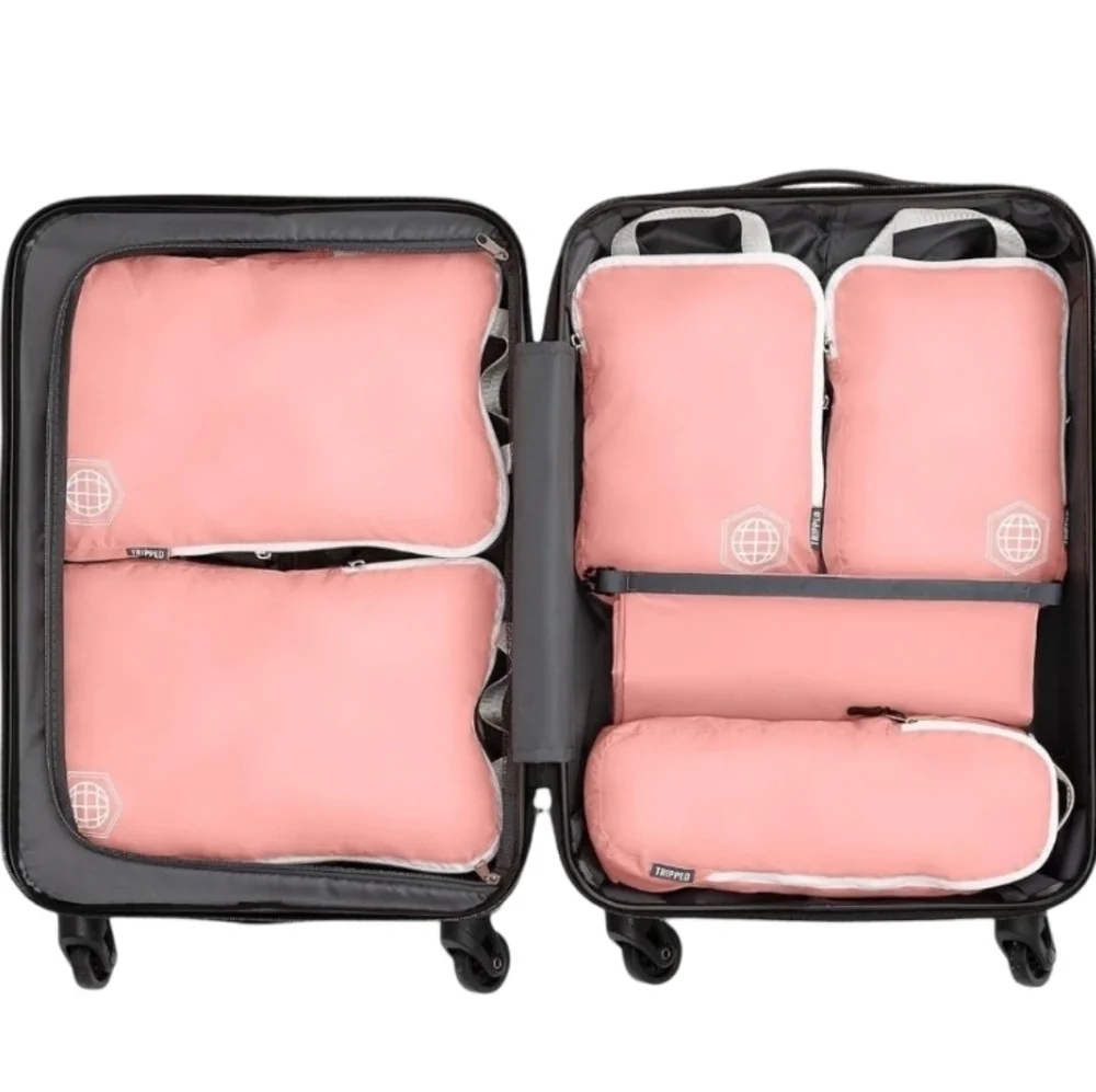 TRIPPED Compression Packing Cubes - 6-Piece Travel Essential Set - Dusty Rose